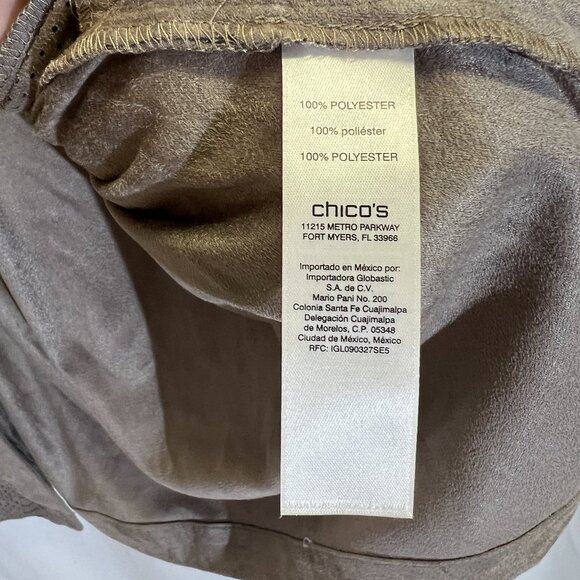 Chico's Drape Front Faux Suede Lightweight Jacket - Picture 3 of 12